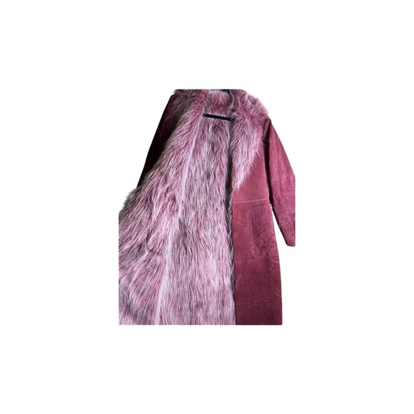 Vintage Y2K Penny Lane Newport News Coat Shaggy Boho Pink Fur Trim Small‎ Maxi - Picture 3 of 9